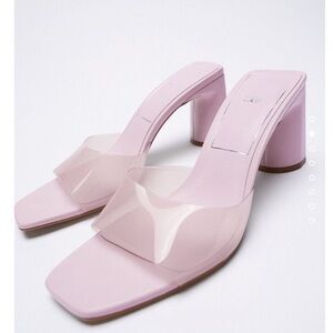 Zara Blush Pink Block Heel Sandals